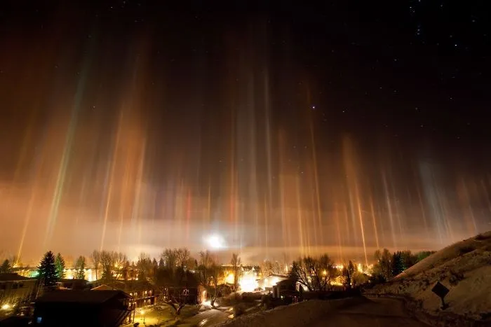 Light Pillars In Jackson, Wy