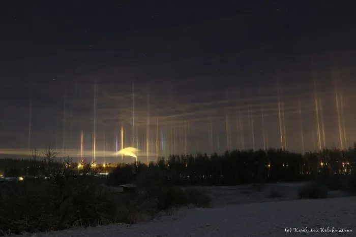 Light Pillars In Tampere, Finland