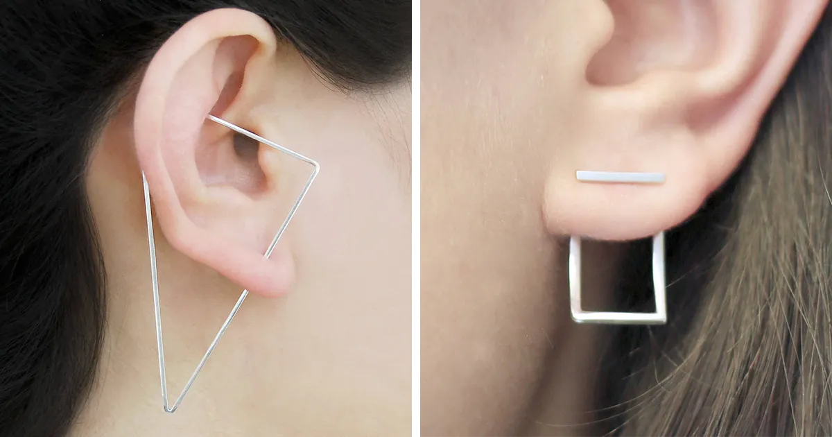 Pendientes minimalistas y geométricos que crean una bonita ilusión al ponérselos