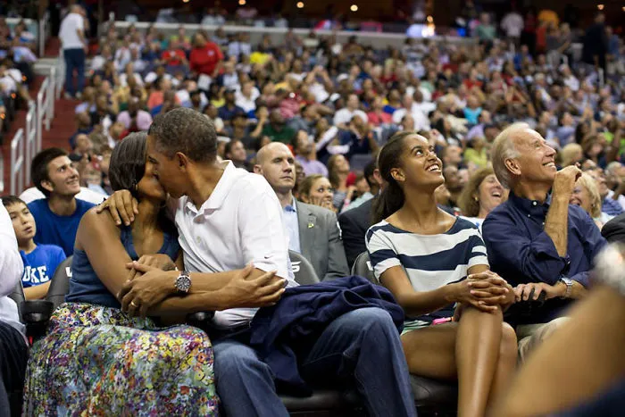 The Obama Couple Kissing For The “Kiss Cam”