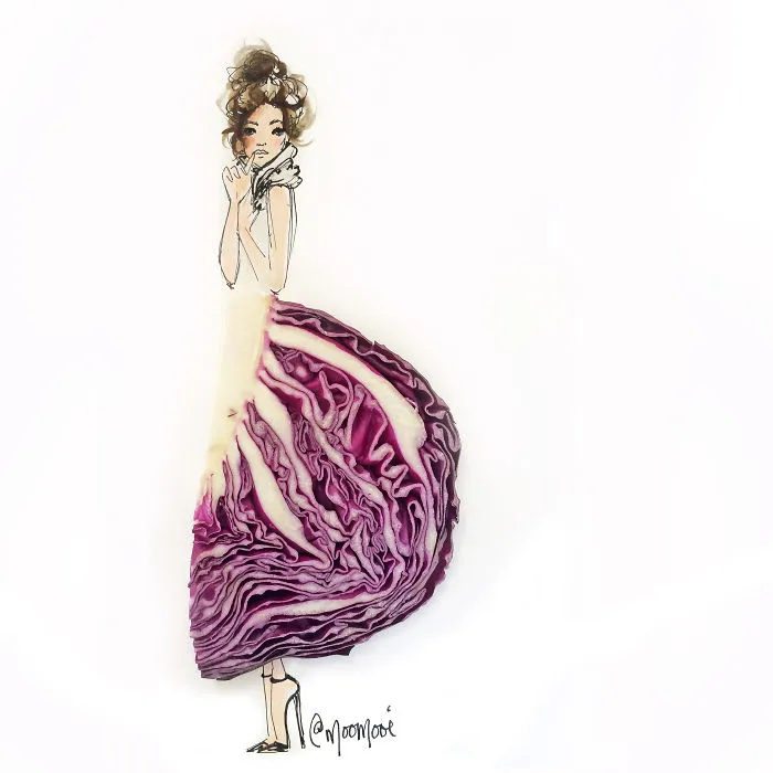 I Use Flowers & Veggies To Create Fashion Illustrations