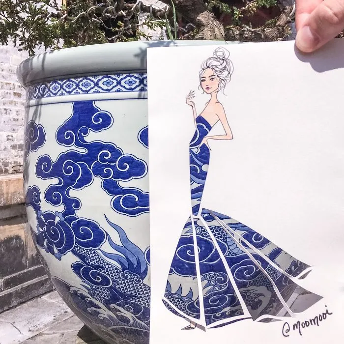 I Use Flowers & Veggies To Create Fashion Illustrations