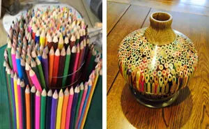 Artist Makes A Vase Entirely Of Pencils