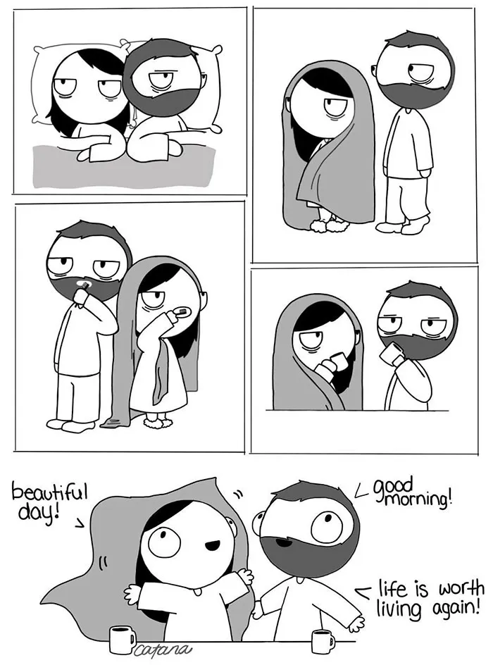 Girlfriend Secretly Illustrates Everyday Life With Her BF, He Uploads Comics Online And They Go Viral