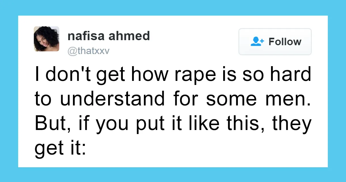 Woman Explains Difference Between Rape And Consent In 5 Tweets To Men Who Still Don't Get It