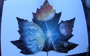 Spray Painting Planets On A Leaf