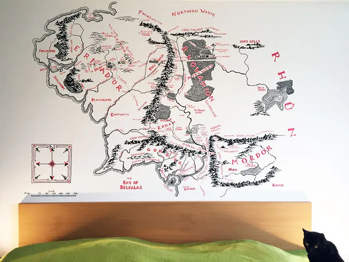 I've Drawn A Huge Map Of Middle Earth On My Bedroom Wall