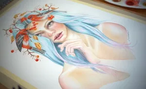 My Watercolor And Colored Pencils Time-Lapse, "Rowan"