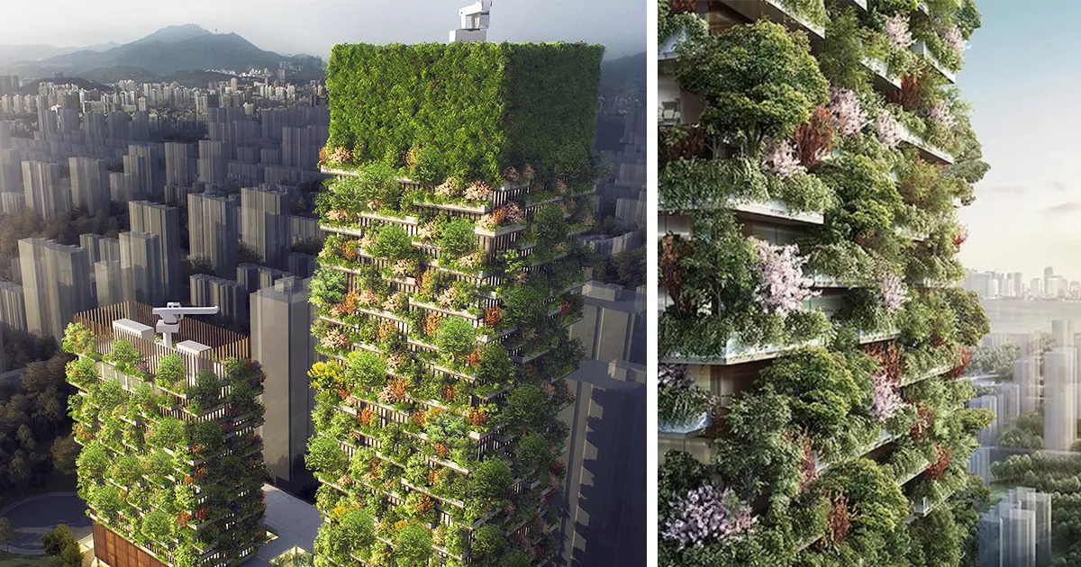 Los primeros bosques verticales de Asia tendrán más de 3000 plantas y convertirán el CO2 en 60 kilos de oxígeno al día