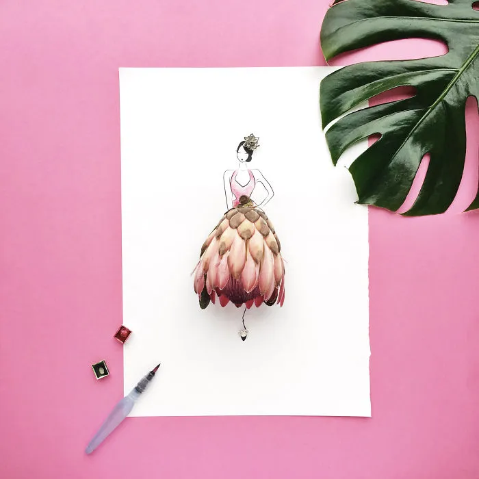 I Created A Fashionable Alter Ego For Myself Using A Pen And Some Flowers
