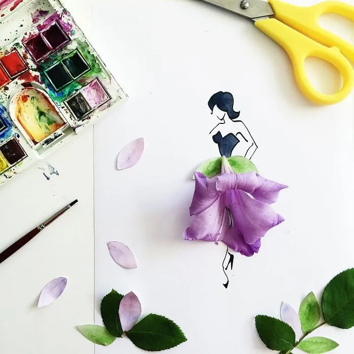 I Created A Fashionable Alter Ego For Myself Using A Pen And Some Flowers