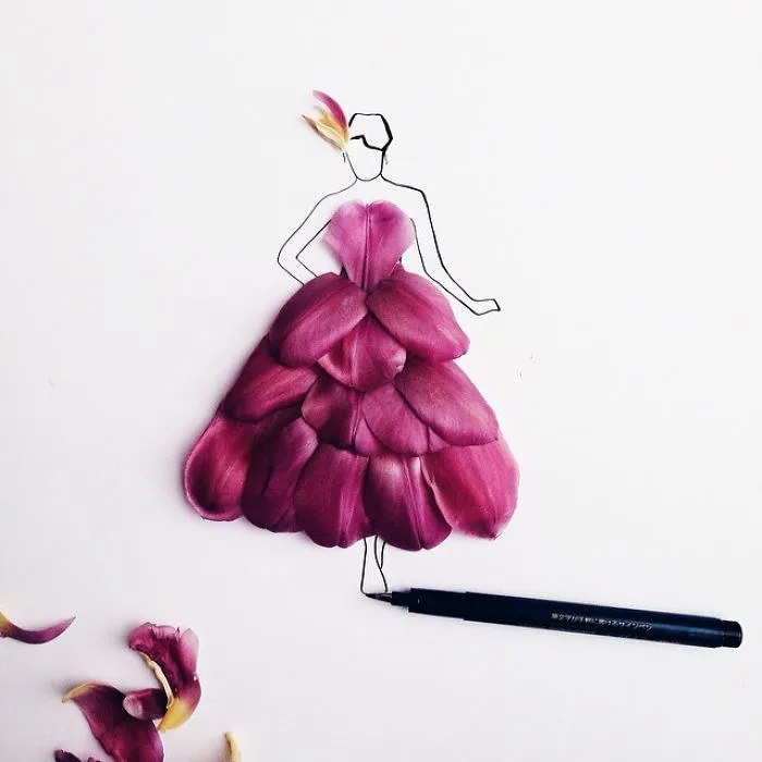 I Created A Fashionable Alter Ego For Myself Using A Pen And Some Flowers