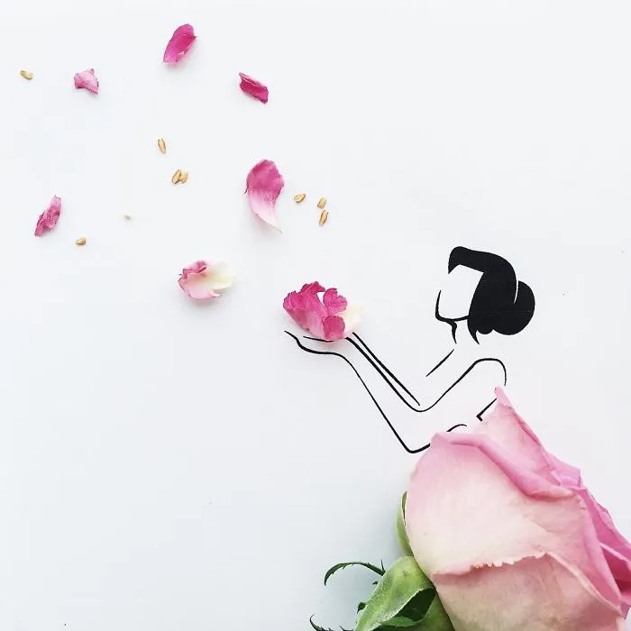 I Created A Fashionable Alter Ego For Myself Using A Pen And Some Flowers