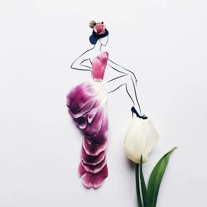 I Created A Fashionable Alter Ego For Myself Using A Pen And Some Flowers