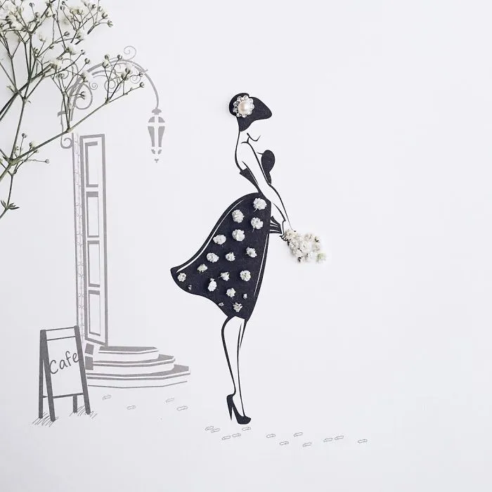 I Created A Fashionable Alter Ego For Myself Using A Pen And Some Flowers