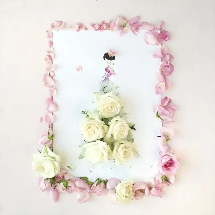I Created A Fashionable Alter Ego For Myself Using A Pen And Some Flowers