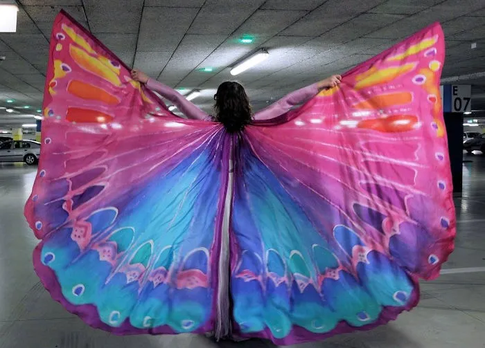 I Hand-Paint Butterfly Wings Paterns On Silk