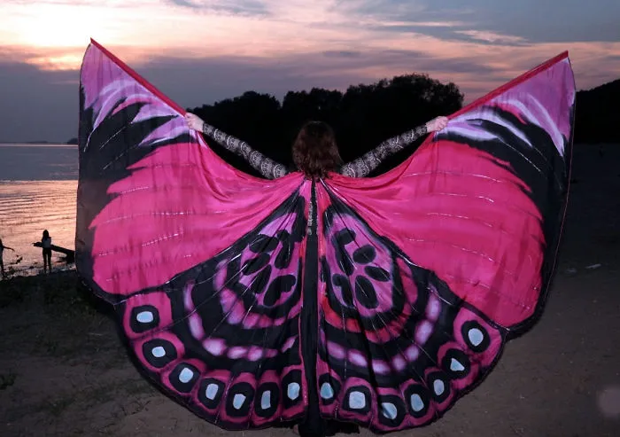 I Hand-Paint Butterfly Wings Paterns On Silk