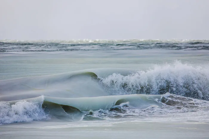 Freezing Ocean Waves Turned Into Slurpee During The Coldest Winter We've Had In 81 Years