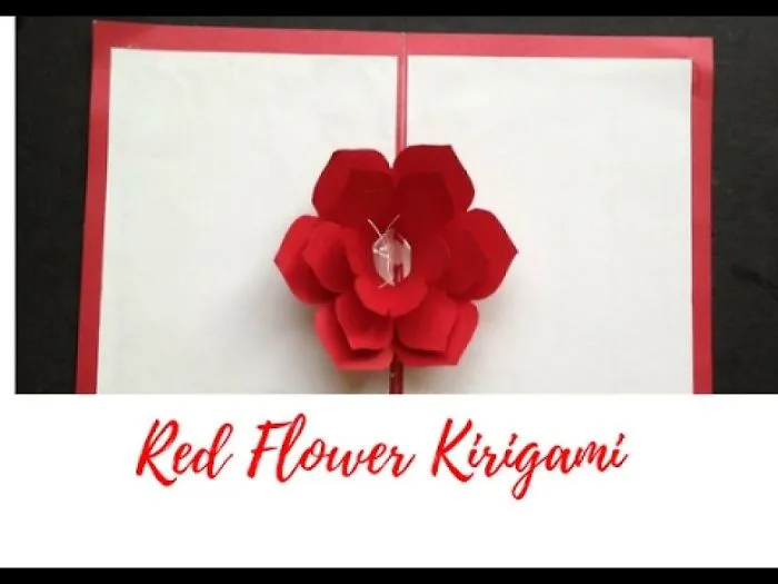 Red Flower Pop Up Greeting Cards For Valentine's Day