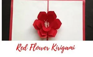 Red Flower Pop Up Greeting Cards For Valentine's Day