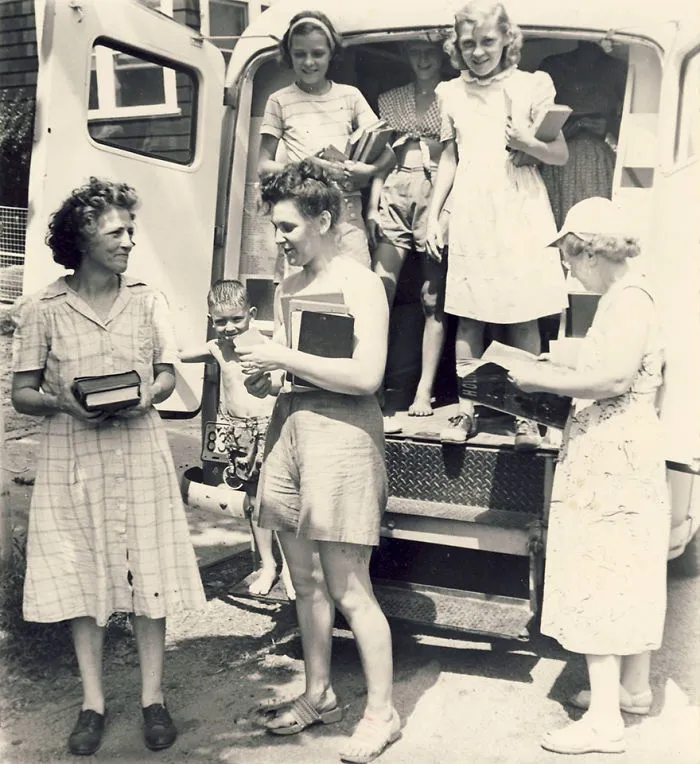 Patrons Visiting The Bookmobile