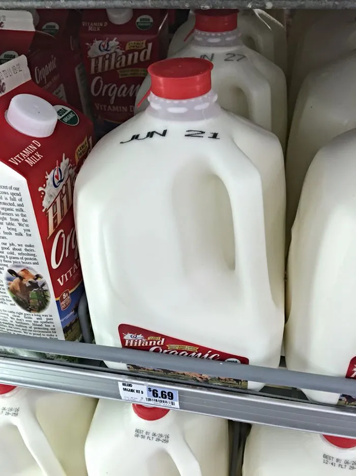 bottle of milk on the shelf