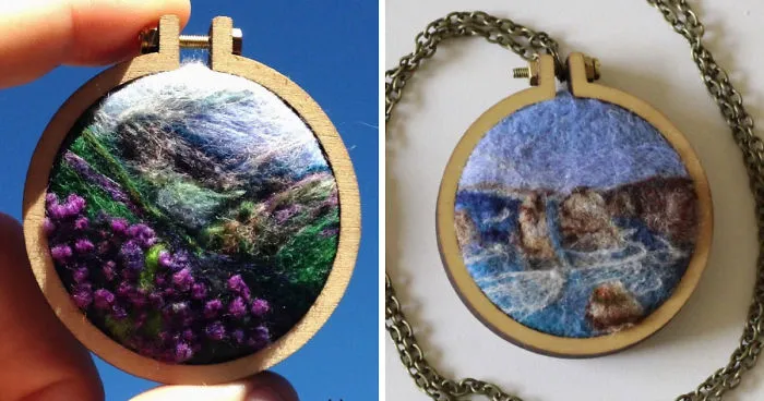 Wool Painting: My Needle Felted Landscapes In Mini Embroidery Hoops
