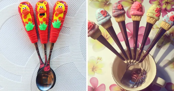Cartoon-Inspired Cutlery That I Decorate With Polymer Clay