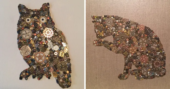 It Takes Me Up To 20 Hours To Create A Piece Of Art Using Metal Cogs, Beads, Watch Parts And Charms