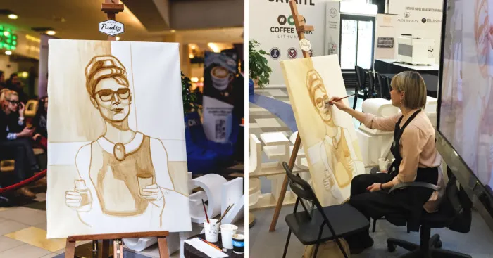 I Used 2 Coffee Cups To Bring Audrey Hepburn To Life On Paper