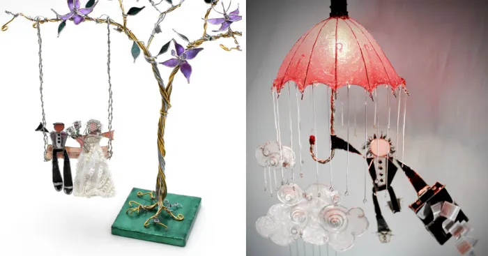 I Turn Nail Polish & Broken Guitar Strings Into Sculptures, Clocks, Lamps & Wedding Cake Toppers