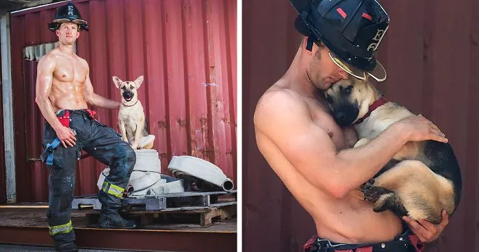 When This Firefighter Was Asked To Pose With A Rescue Dog For A Calendar, He Couldn't Resist Adopting Her