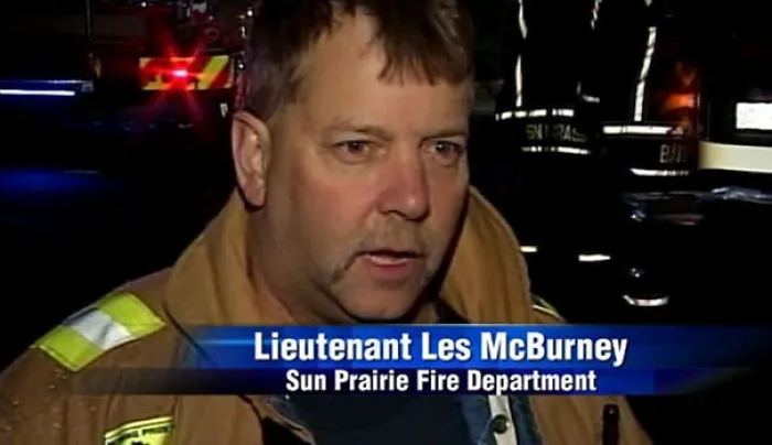 Firefighter Lieutenant Les McBurney from Sun Prairie Fire Department in uniform.