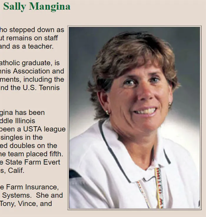 Woman smiling with text about her achievements; funny names theme.