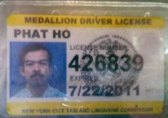 Medallion driver license with a humorous name, issued by New York City Taxi and Limousine Commission.