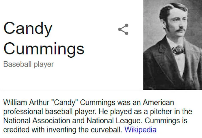 Candy Cummings, famous baseball player, part of the ultimate list of funny names.