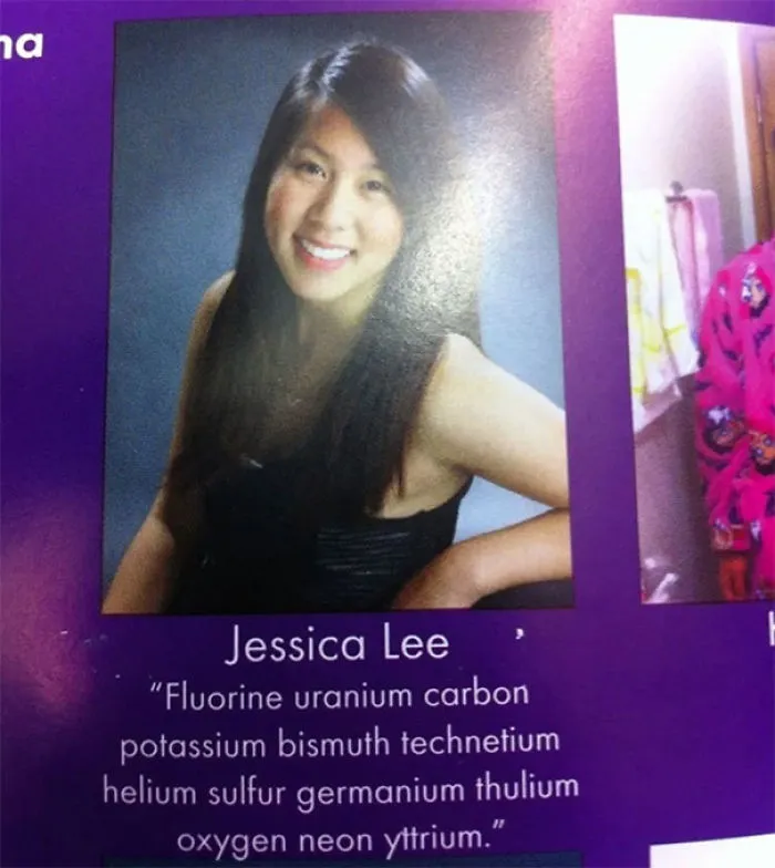 (f) Fluorine (u) Uranium (c) Carbon (k) Potassium (bi) Bismuth (tc) Technetium (he) Helium (s) Sulfur (ge) Germanium (tm) Thulium (o) Oxygen (ne) Neon (y) Yttrium.