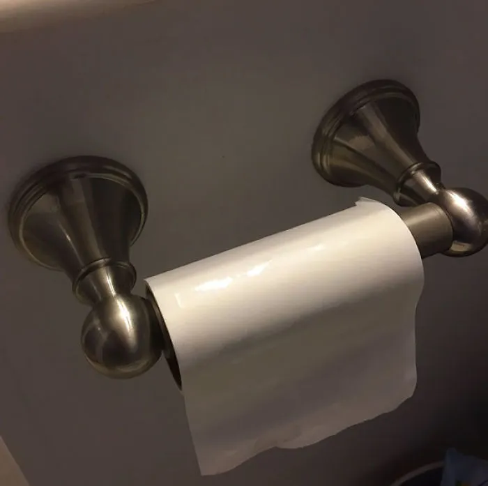 I Replaced The Toilet Paper With A Lint Roller.  Waiting On Husband's Reaction