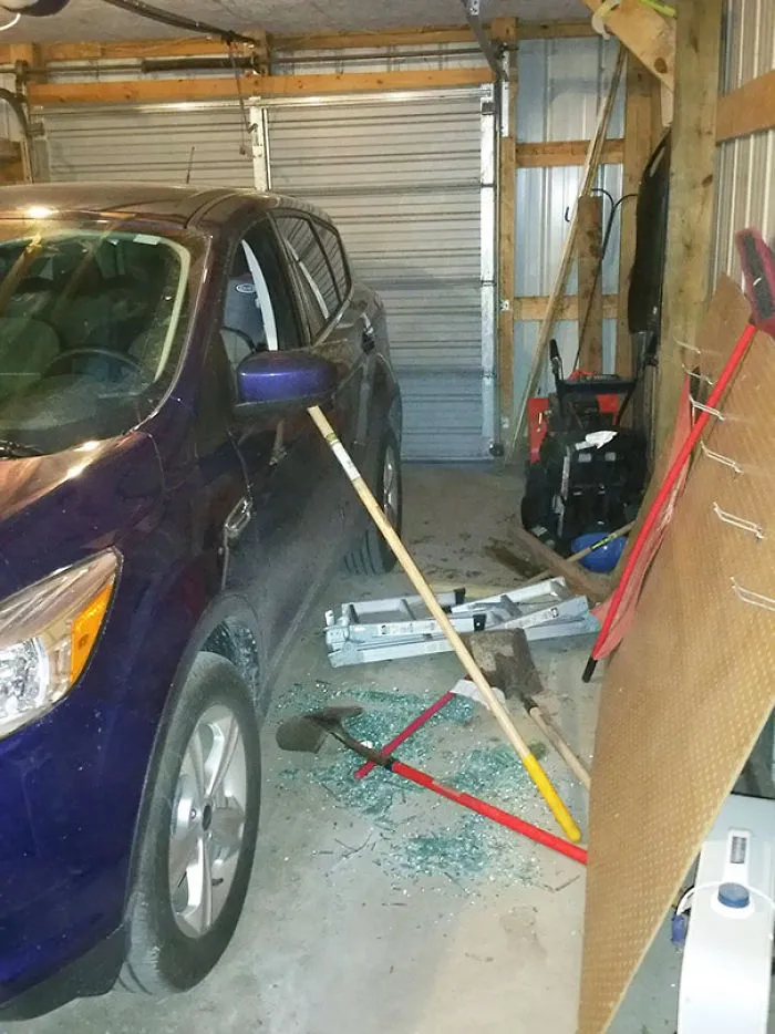 Roll Window Down, Place Broken Glass On Ground, And Stage The Area. She Freaked Out