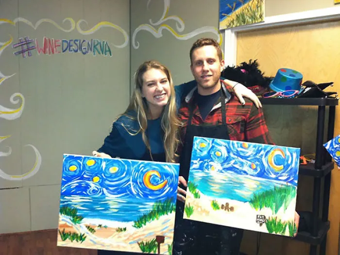 My Girlfriend Made Me Go To Wine & Design. So I Painted A Dick In The Sky