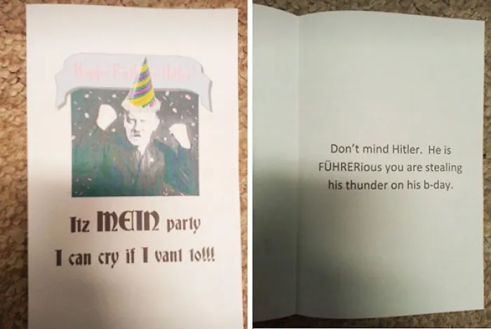My Wife Shares A Birthday With Hitler So I Made Her This Card