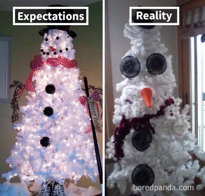 We Sent My Grandma A Pic Of The Snowman Tree Idea And She Came Up With This Disaster