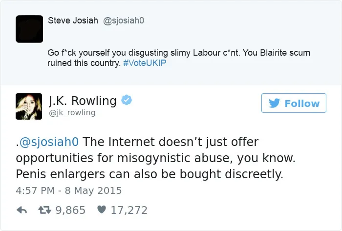 69 Times J. K. Rowling Brutally Destroyed Internet Trolls