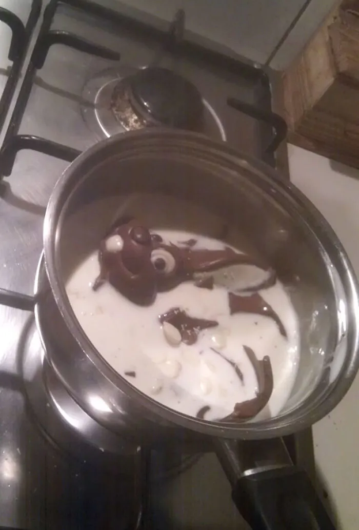 We Ran Out Of Cooking Chocolate For The Cake For Mother's Day, We Improvised, I Felt Like A Monster