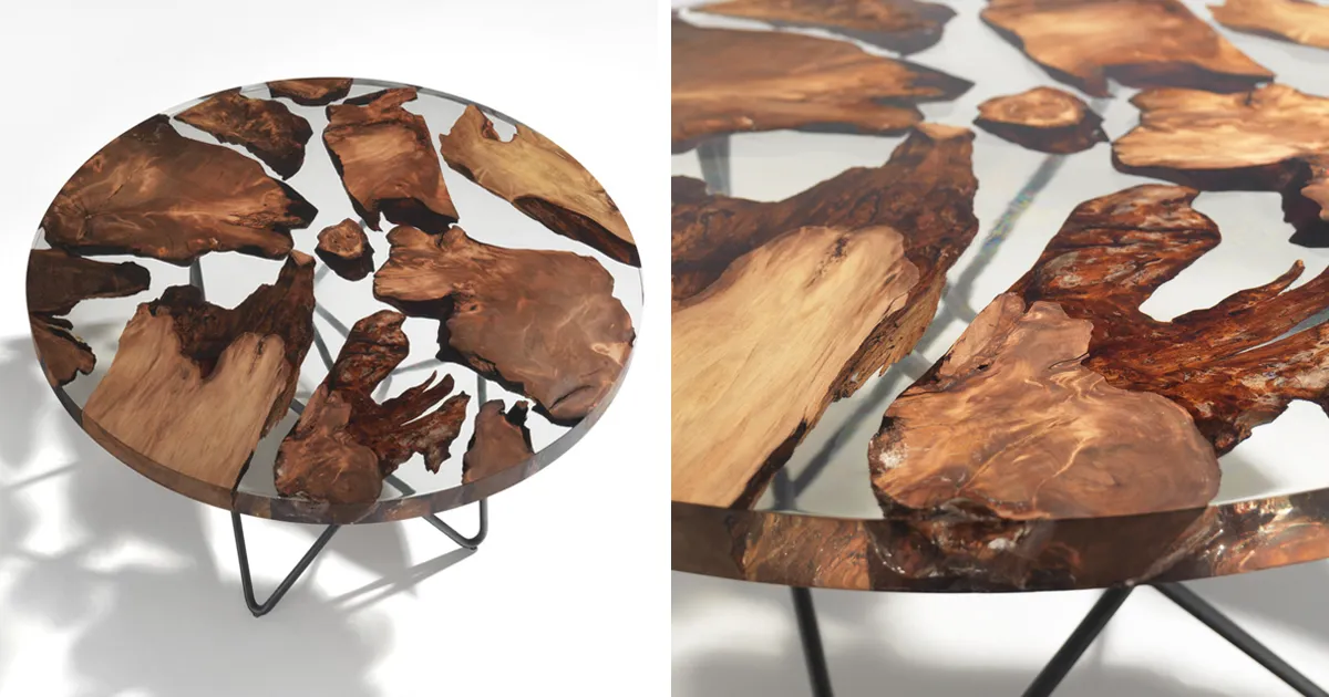 Increíble mesa de resina hecha con madera de hace 50.000 años