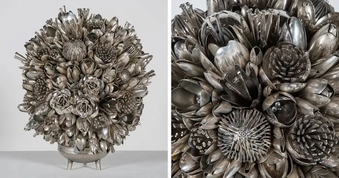 Artists Turns 100s Of Old Silver Spoons, Knives And Forks Into Stunning Bouquets