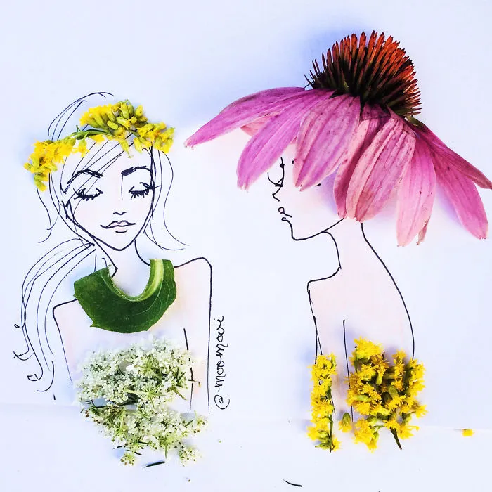 I Use Flowers & Veggies To Create Fashion Illustrations