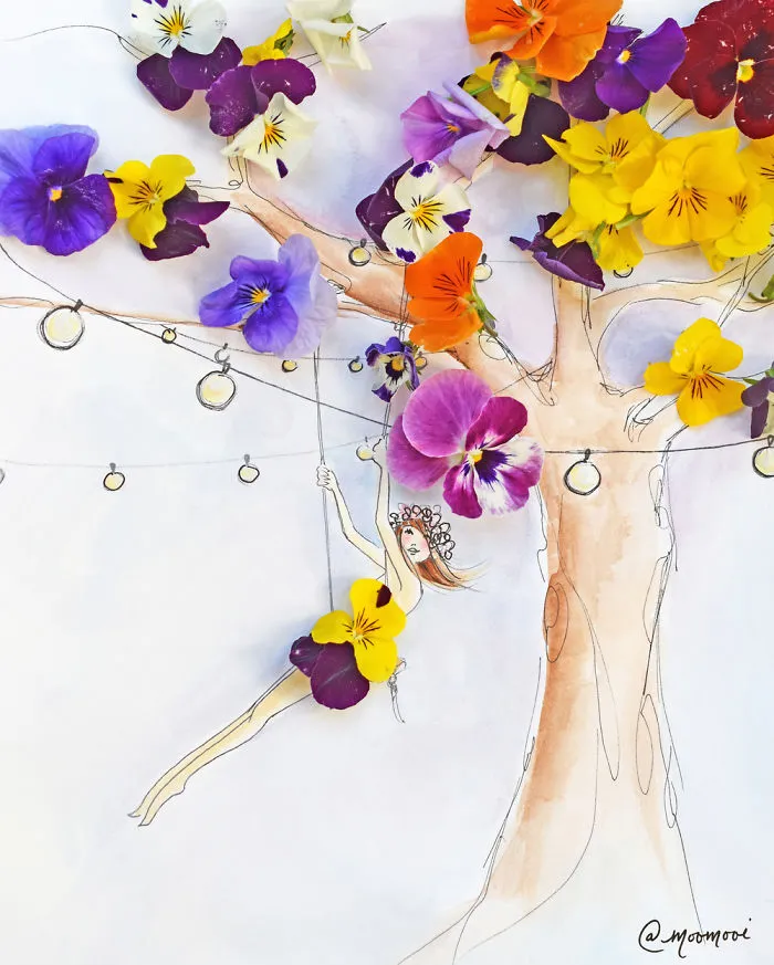 I Use Flowers & Veggies To Create Fashion Illustrations