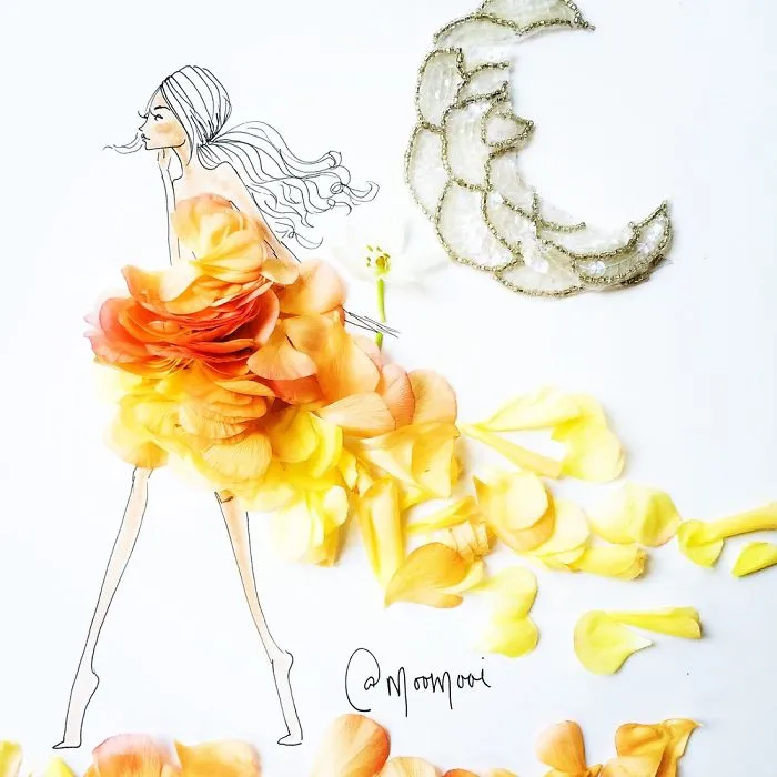 I Use Flowers & Veggies To Create Fashion Illustrations